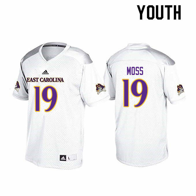 Youth #19 Ty Moss ECU Pirates College Football Jerseys Sale-White - Click Image to Close